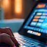 Personne réservant une livraison sur ordinateur portable.